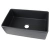 Nantucket Sinks 33 Inch Matte Black Farmhouse Fireclay Sink with Waves Apron FCFS3320S-MB-Waves
